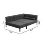 Grey Metal Modular Garden Corner Sofa Set with Bolster Cushions - Como