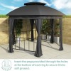 Metal Hexagon Outdoor Gazebo with Fabric Roof and Curtain Sides - 3.75 x 3.75m - Grey  - Fortrose