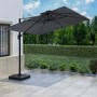 3x3m Square Cantilever Garden Parasol with Solar Fairy Lights - Base and Cover Included - Como