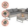 4 Seater Grey Rattan Garden Corner Sofa Set with Storage and Fire Pit Table  - Como