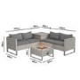4 Seater Grey Rattan Garden Corner Sofa Set with Storage and Fire Pit Table  - Como
