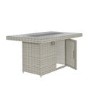 6 Seater Grey Rattan Reclining Garden Dining Set with Fire Pit Table - Aspen