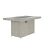 6 Seater Grey Rattan Reclining Garden Dining Set with Fire Pit Table - Aspen