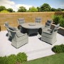 6 Seater Grey Round Rattan Garden Dining Set with Table and Chairs - Aspen