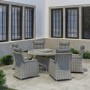 6 Seater Grey Round Rattan Garden Dining Set with Table and Chairs - Aspen