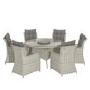 6 Seater Grey Round Rattan Garden Dining Set with Table and Chairs - Aspen