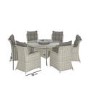 6 Seater Grey Round Rattan Garden Dining Set with Table and Chairs - Aspen