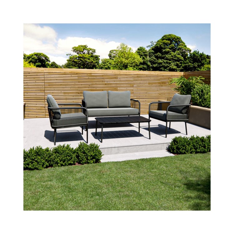 Rope Garden Sofa Set in Grey and Black  - Como