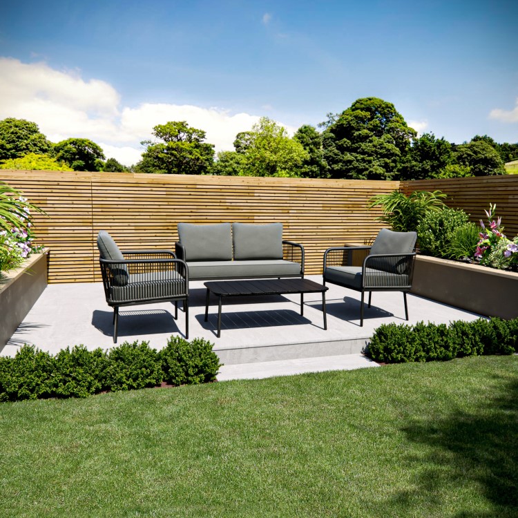 Rope Garden Sofa Set in Grey and Black  - Como
