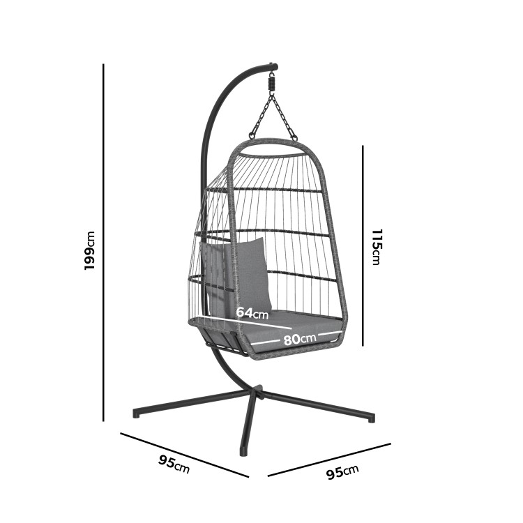 Grey Garden Folding Single Egg Swing Chair with Stand - Como