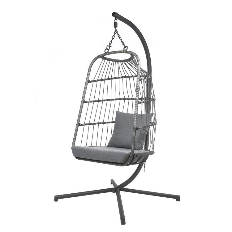 Grey Garden Folding Single Egg Swing Chair with Stand - Como