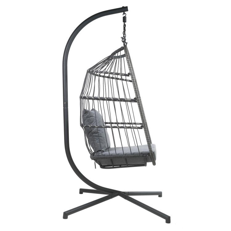 Grey Garden Folding Single Egg Swing Chair with Stand - Como