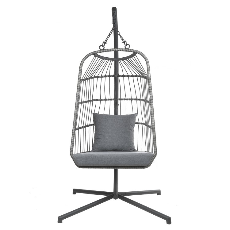 Grey Garden Folding Single Egg Swing Chair with Stand - Como