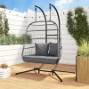 Grey Garden Folding Double Egg Swing Chair with Stand - Como