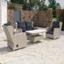4 Seater Grey Rattan Reclining Garden Sofa Set - Aspen