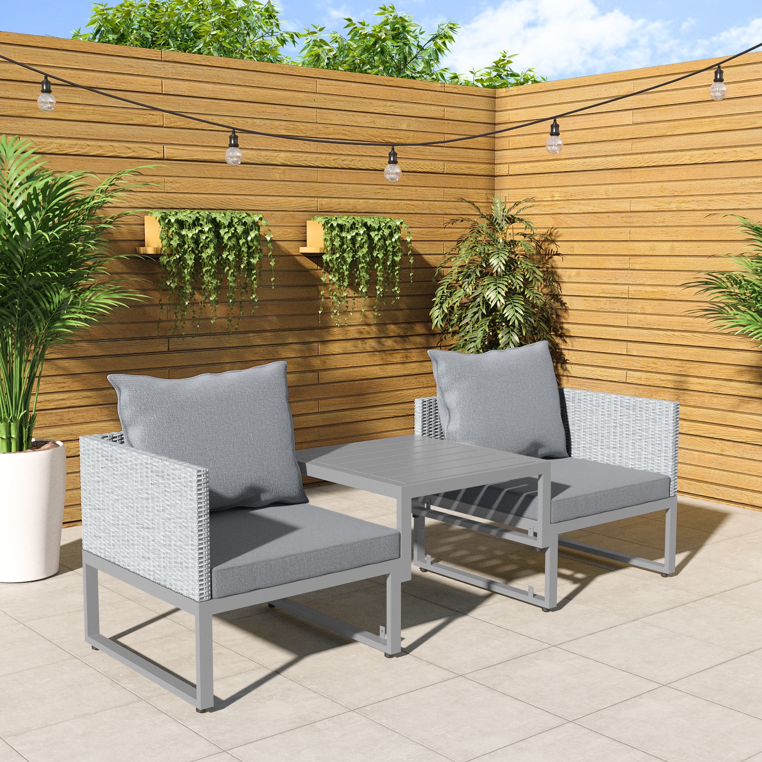 Seater Grey Garden Rattan Modular Bistro Set Lounger