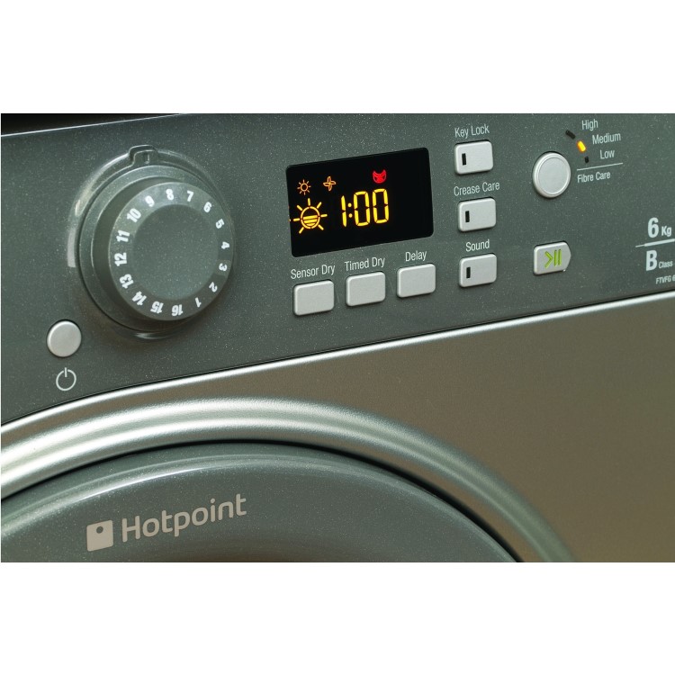 GRADE A1 - Hotpoint FTVFG65BGG 6kg Freestanding Vented Tumble Dryer - Graphite