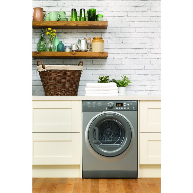 GRADE A1 - Hotpoint FTVFG65BGG 6kg Freestanding Vented Tumble Dryer - Graphite