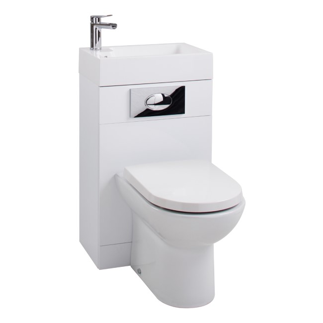 White Cloakroom Suite with D-Shape Toilet