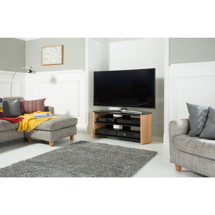 Alphason FW1100-LO/B Finewoods TV Stand for up to 50" TVs - Black 