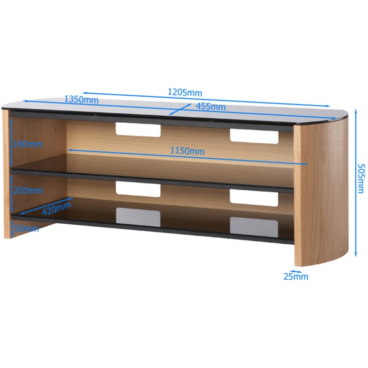 Alphason FW1350-LO/B Finewoods TV Stand for up to 60" TVs - Light Oak