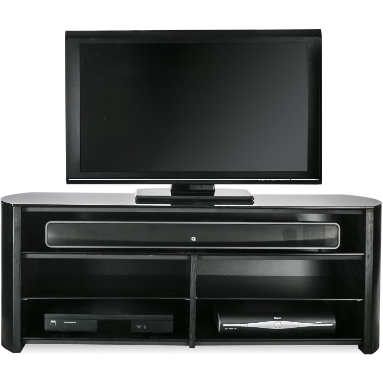 Alphason FW1350SB-BLK Finewoods Soundbar TV Stand for up to 49" TVs - Black/Oak