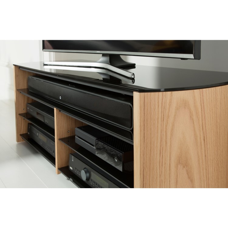 Alphason FW1350SB-LO Finewoods Soundbar TV Stand for up to 60" TVs - Light Oak 