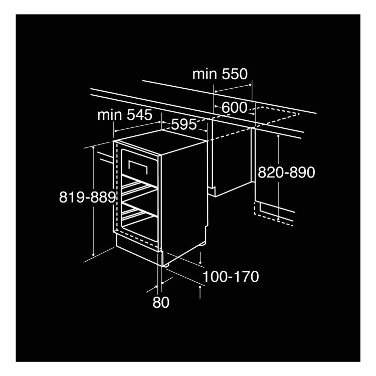 CDA FW253 60cm Wide Integrated Under Counter Fridge - White