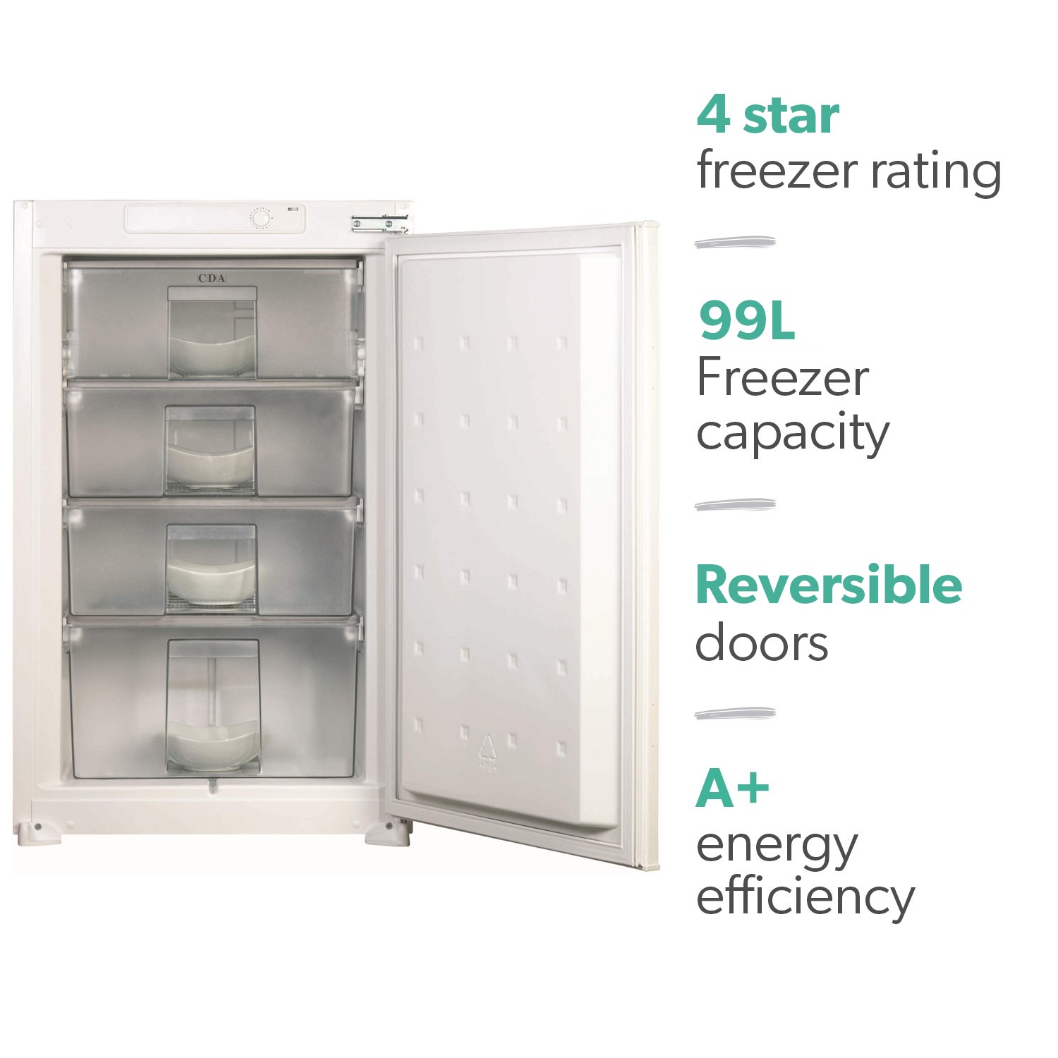 CDA 99 Litre Integrated In Column Freezer FW482 Appliances Direct