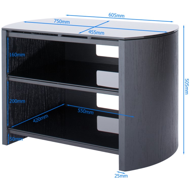 Alphason FW750-W/B Finewoods 3 Shelf TV Stand for up to 32" TVs - Walnut