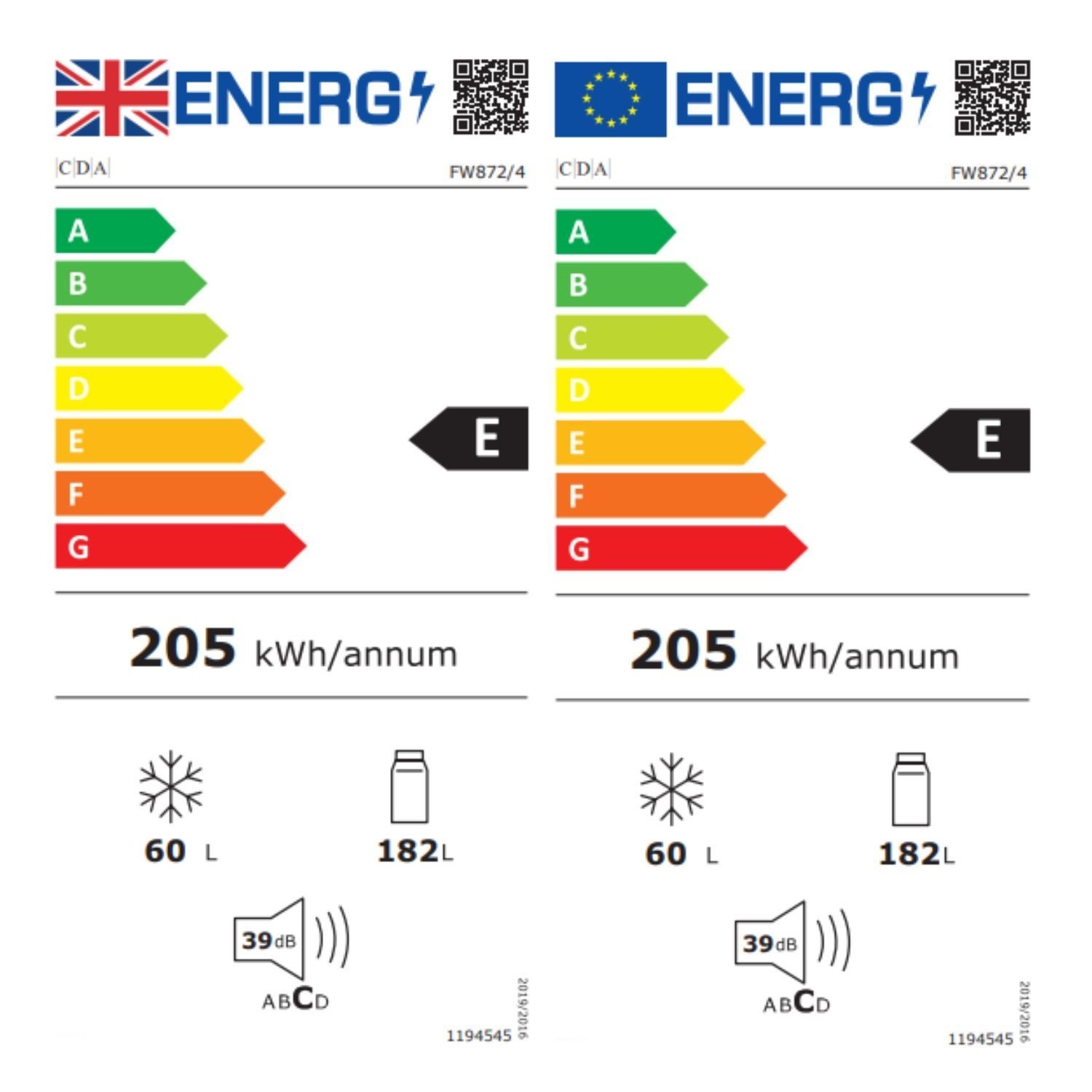 CDA 190 Litre 70/30 Integrated Upright Fridge Freezer CDA 190 Litre 70/30 Integrated Upright Fridge Freezer