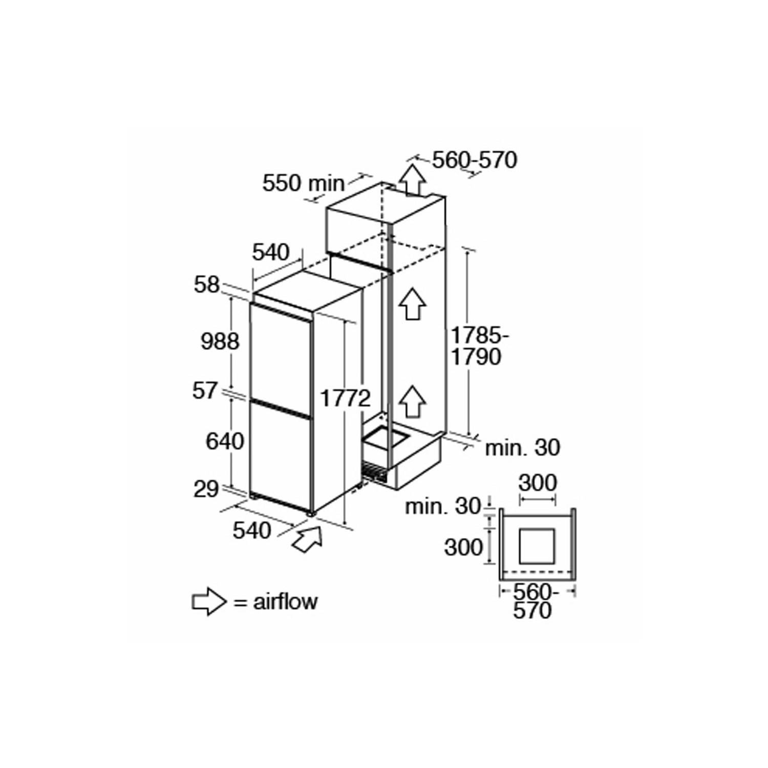 CDA 190 Litre 70/30 Integrated Upright Fridge Freezer CDA 190 Litre 70/30 Integrated Upright Fridge Freezer