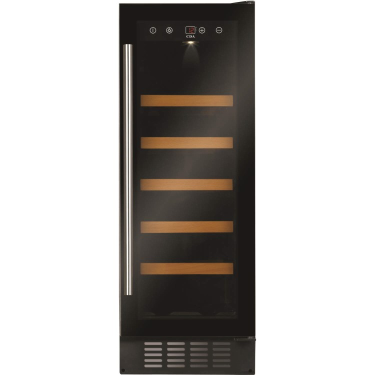 GRADE A3 - CDA FWC303BL 30 cm Freestanding Under Counter Wine Cooler - Black Glass