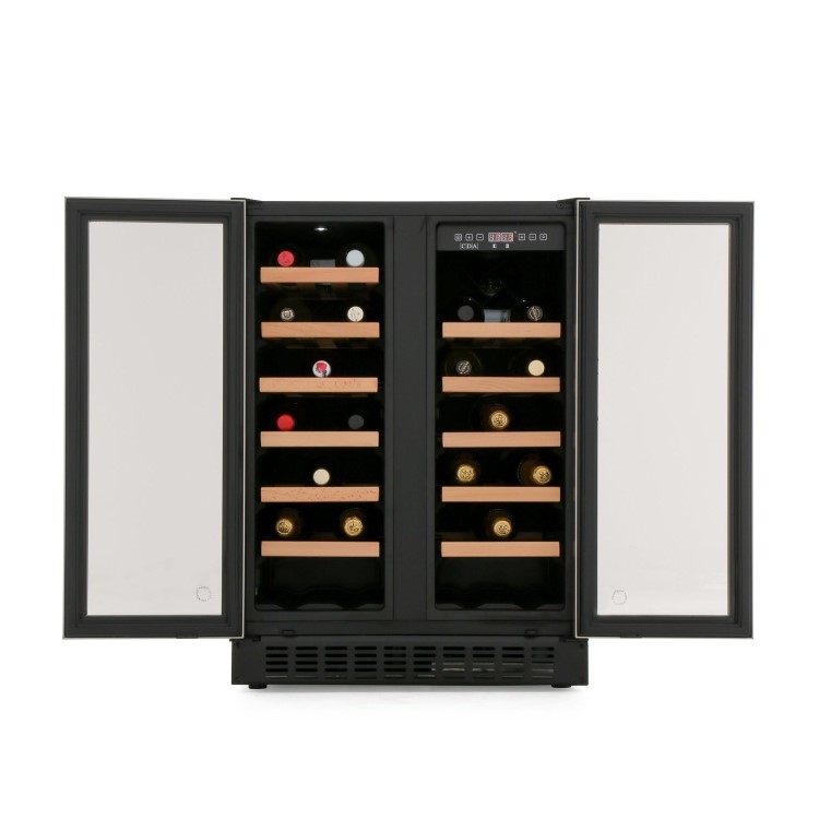 CDA 40 Bottle Freestanding Under Counter Wine Cooler Dual Zone 60cm Wide 82cm Tall - Stainless Steel