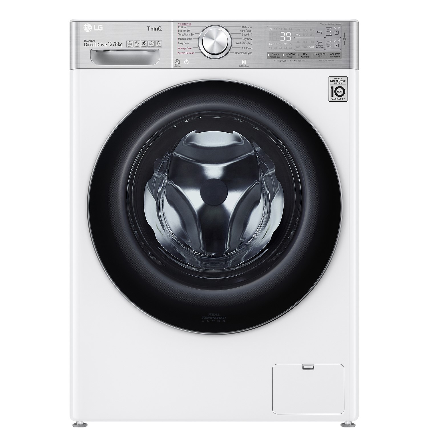 LG V11 TurboWash360 12kg Wash 8kg Dry Freestanding Washer Dryer - White - 1400rpm - E Rated Steam+ W