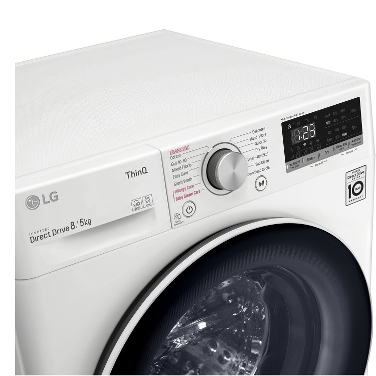 GRADE A1 - LG FWV585WSE Freestanding Wifi Connected 8kg Wash 5kg Dry 1400rpm Washer Dryer - White