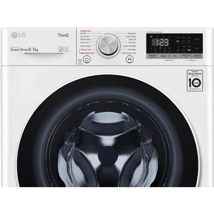 GRADE A1 - LG FWV585WSE Freestanding Wifi Connected 8kg Wash 5kg Dry 1400rpm Washer Dryer - White
