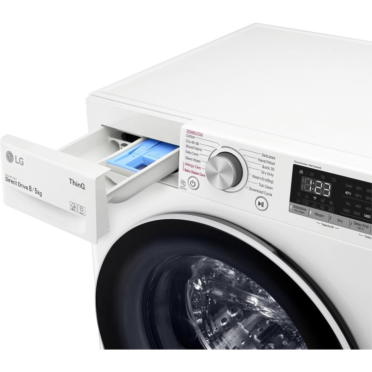 GRADE A1 - LG FWV585WSE Freestanding Wifi Connected 8kg Wash 5kg Dry 1400rpm Washer Dryer - White