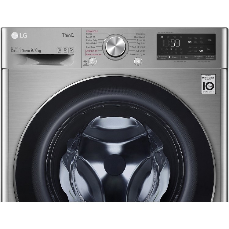 LG 9kg Wash 6kg Dry Freestanding Washer Dryer - Silver