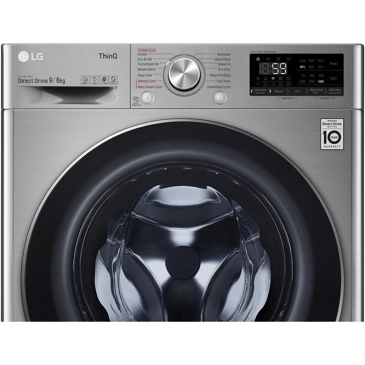 LG 9kg Wash 6kg Dry Washer Dryer - Silver