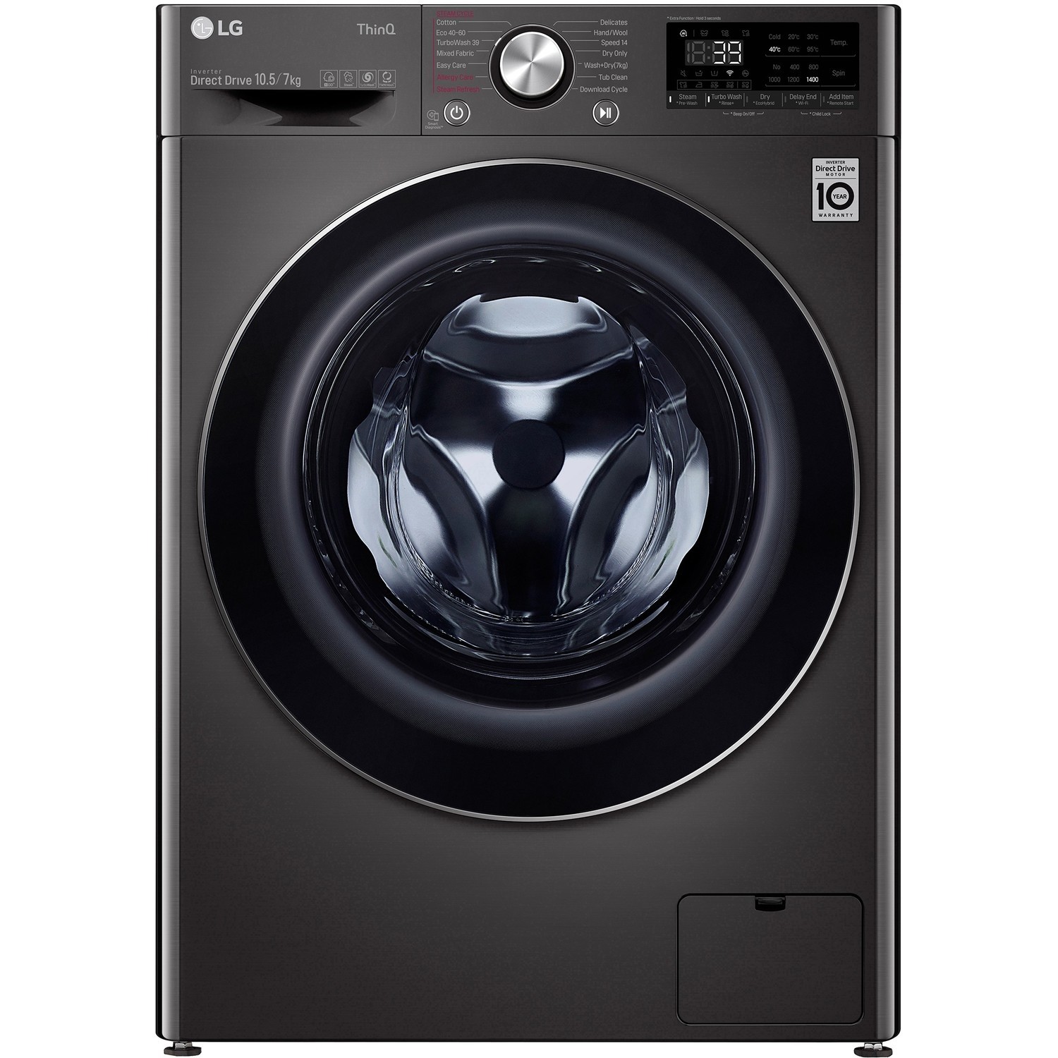 LG 10.5kg Wash 7kg Dry Freestanding Washer Dryer - Black