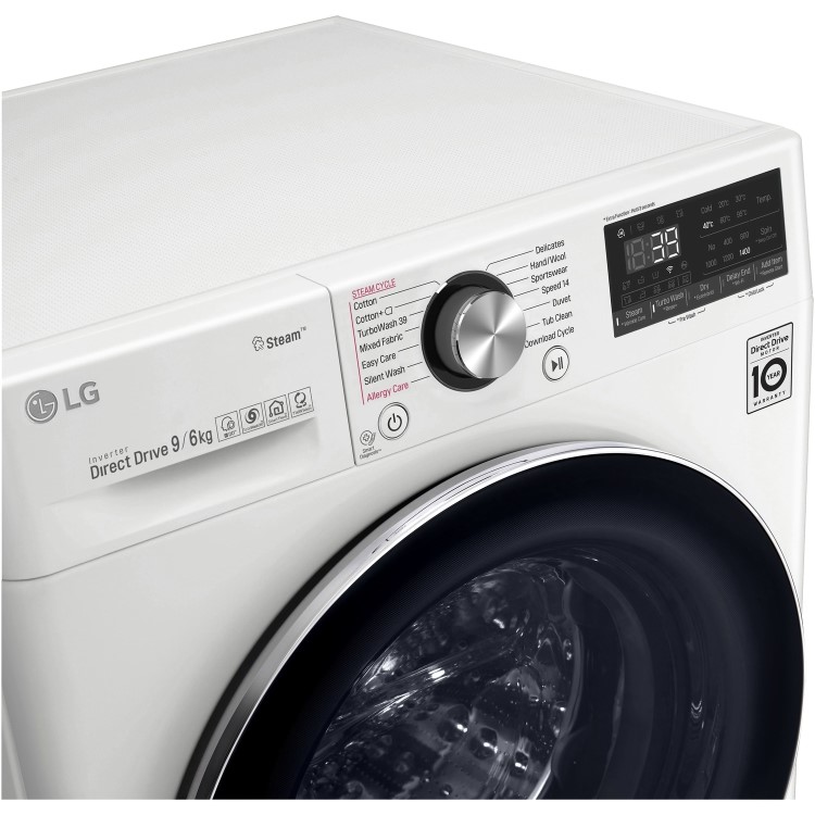LG FWV996WTS 9kg Wash 6kg 1400rpm Dry AI DD Freestanding Washing Machine With Steam+ & Smart Thinq - White