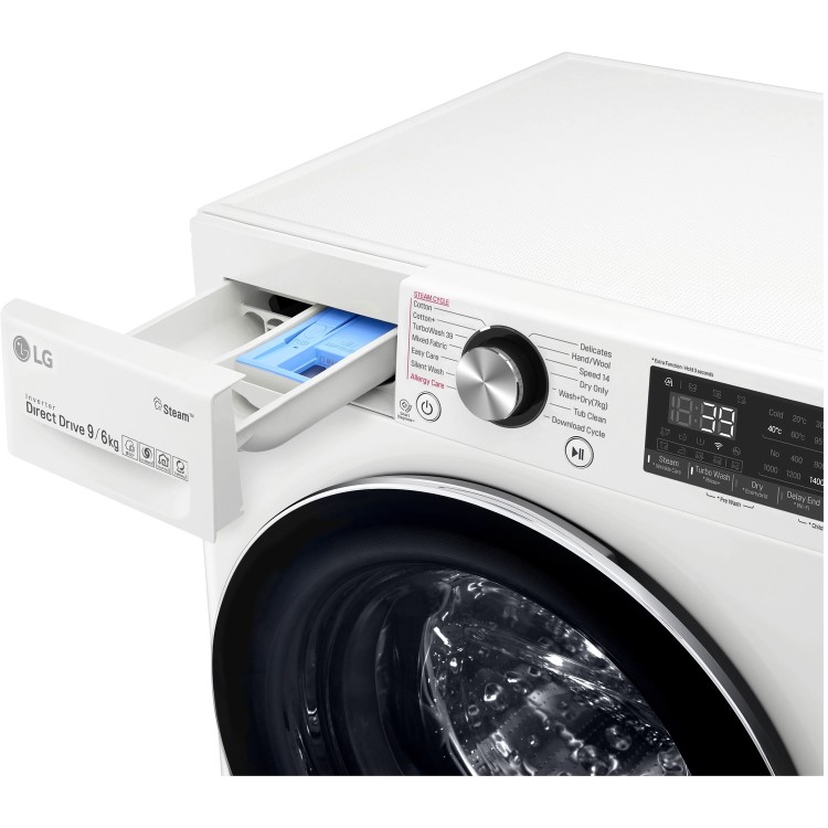 LG FWV996WTS 9kg Wash 6kg 1400rpm Dry AI DD Freestanding Washing Machine With Steam+ & Smart Thinq - White