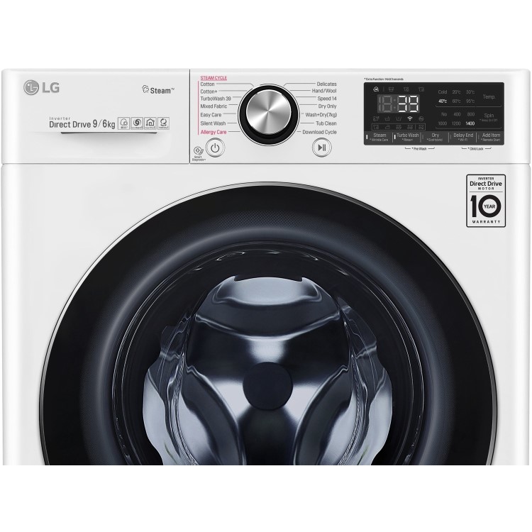 LG FWV996WTS 9kg Wash 6kg 1400rpm Dry AI DD Freestanding Washing Machine With Steam+ & Smart Thinq - White