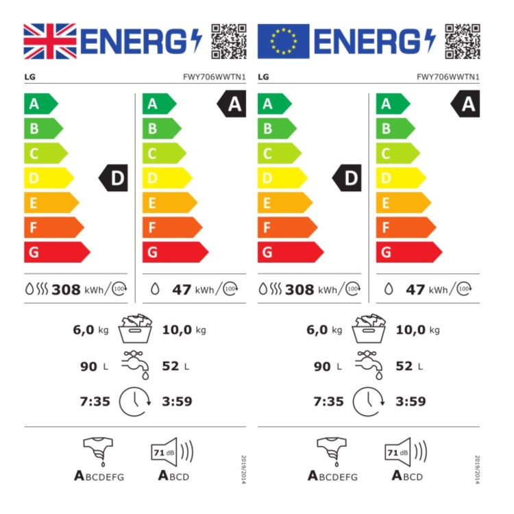 LG Y700 Series 10kg Wash 6kg Dry 1400rpm Washer Dryer - White