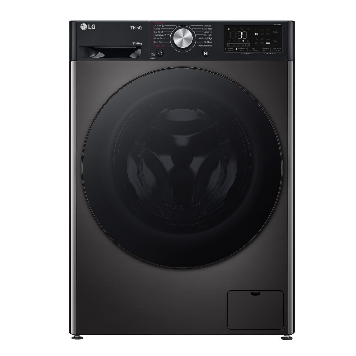 Lg Black Fwy916bbtn1 Turbowash360 Wifi Connected 11Kg Wash 6Kg Dry 1400Rpm Washer Dryer - Platinum Size 62