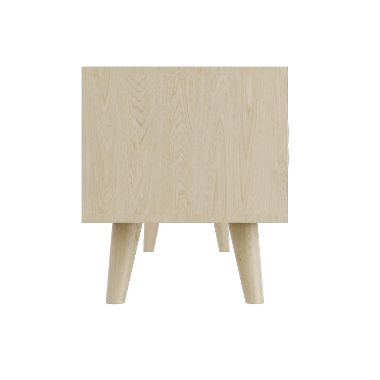 Freya Large Solid Wood TV Unit in Light Wash with Gold Detail