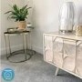 Freya Large Solid Wood TV Unit in Light Wash with Gold Detail