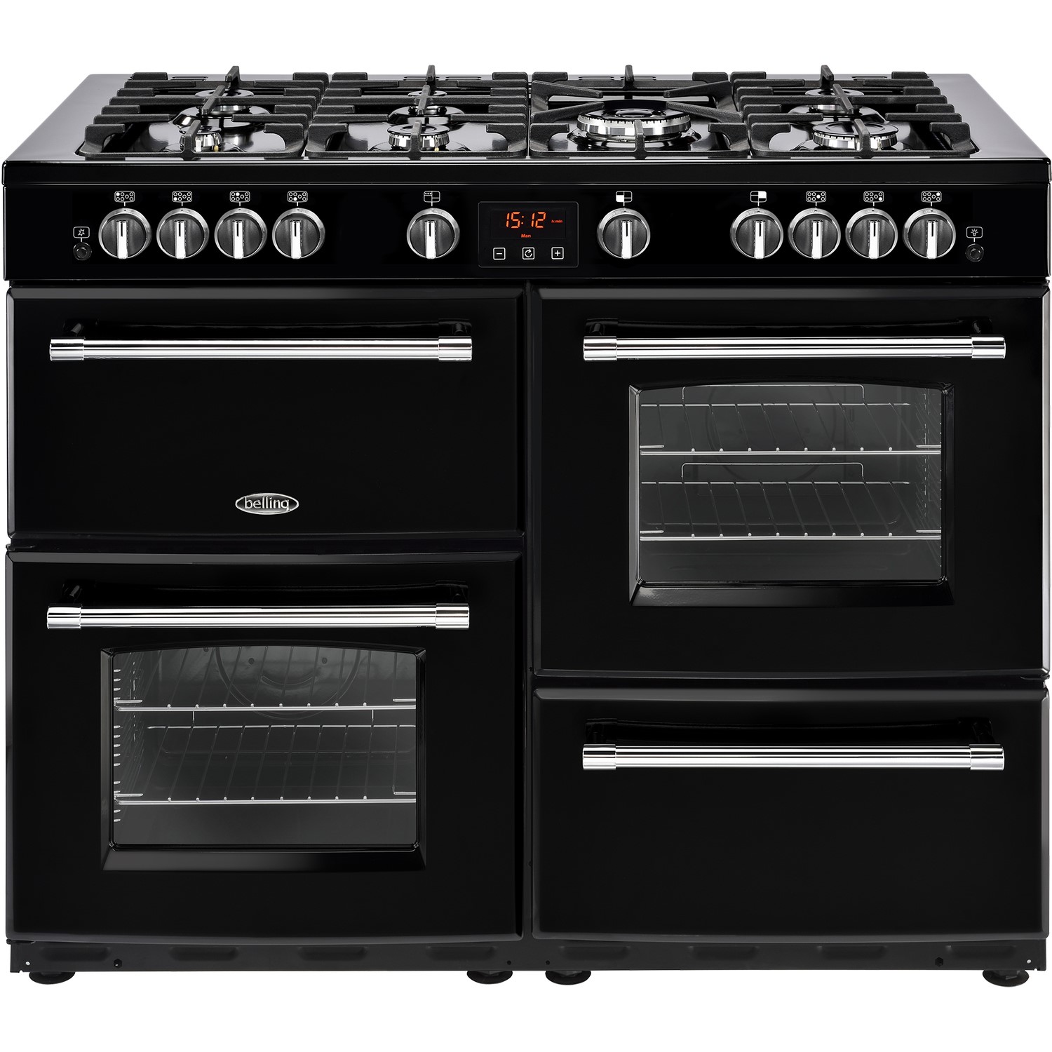 Refurbished Belling Farmhouse 110DFT 110cm Dual Fuel Range Cooker Black