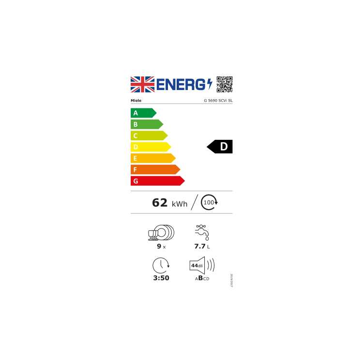 Miele Integrated Slimline Dishwasher - QuickPowerWash Silver control panel